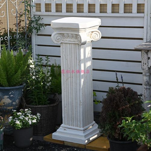 速发欧式方形柱子婚做落地复古件旧白色花架底座摆庆布置婚纱背景