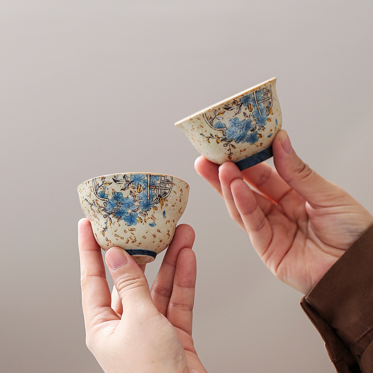 窗花火石红八方杯主人杯陶瓷家用功夫茶具个人茶杯大容量茶盏图片