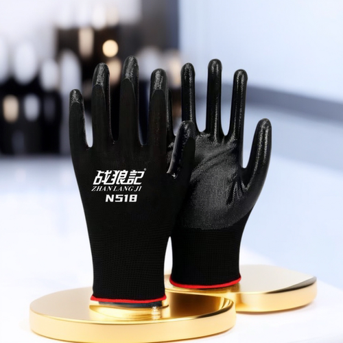 战狼记N518手套劳保工作耐磨防滑丁腈橡胶劳动工地干活手套男薄款