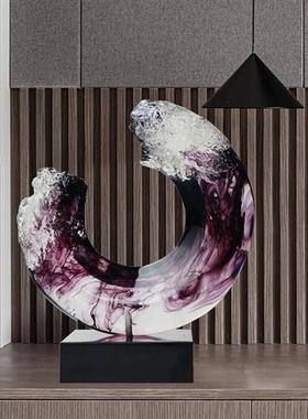 现代简约透明树脂摆件酒店客厅玄关高级感雕塑创意家居软装置饰品