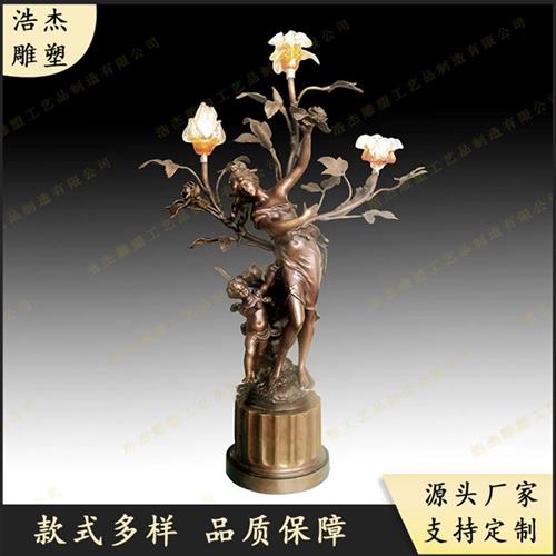 铸铜城市照明路灯天使灯饰铜雕厂家欧式复古铁艺灯笼摆件