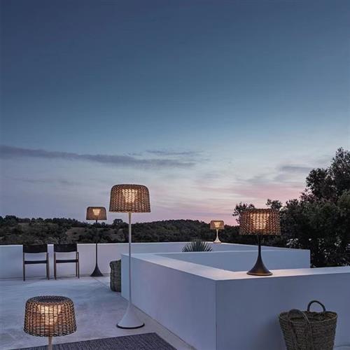 太阳能户外落地灯防水草坪灯别墅庭院花园草地露台手工编织藤艺灯