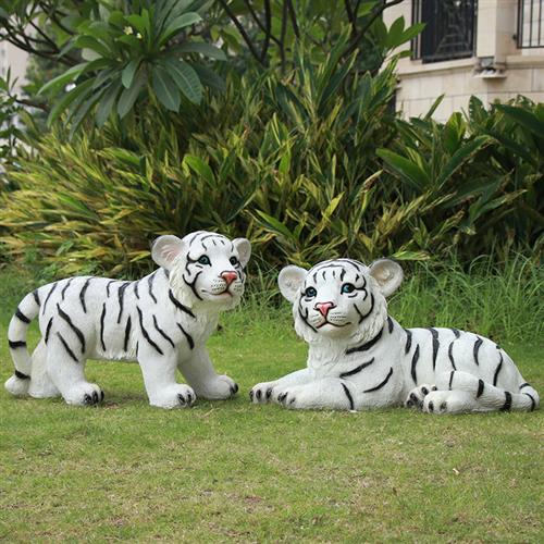 卡通小老虎玻璃钢雕塑摆件落地户外园林公园装饰大号仿真动物模型