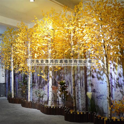 厂家仿真白桦树大型假树仿真桦树银杏树榕叶室内外装饰大树