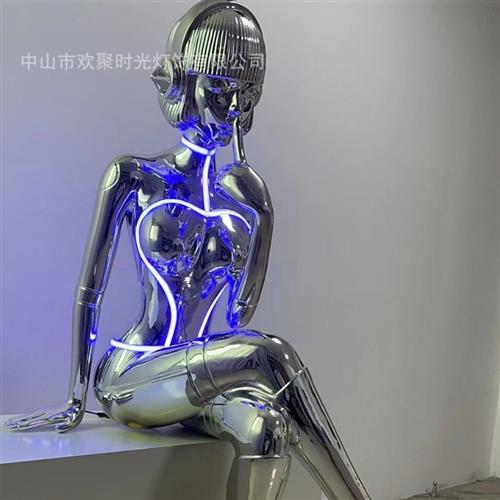 机械姬空山基大型摆件潮流电镀雕塑KTV酒吧科技赛朋克风落地装饰