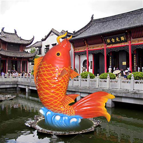 仿真户外玻璃钢动物鲤鱼雕塑海洋馆公园商场美陈喷水池装饰摆件