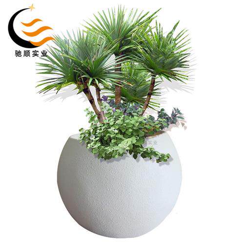 玻璃钢圆形花盆户外景观创意异形种植池仿石材花箱树池斜口花箱