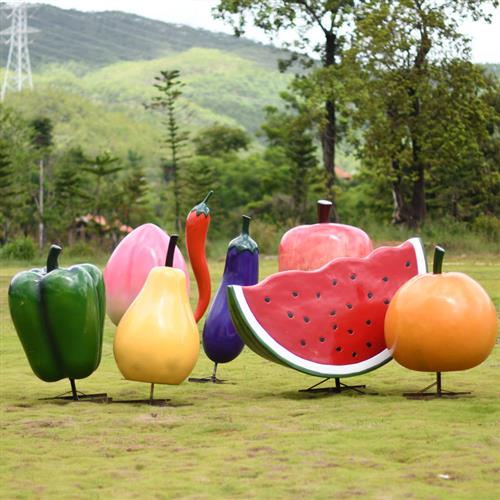 仿真水果蔬菜玻璃钢雕塑南瓜草莓西瓜大白菜户外大型果园农庄摆件