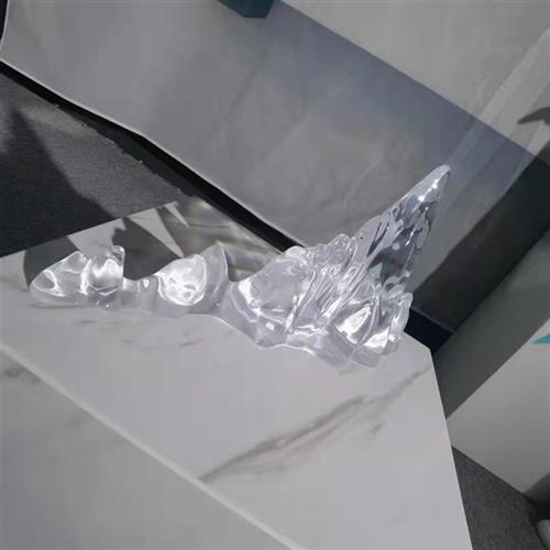 铂晶高端透明假山树脂山峰摆件新中式酒店现代轻奢冰山雕塑