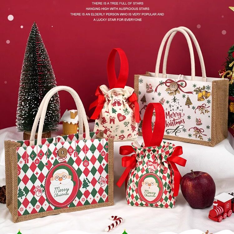 圣诞节礼物手提帆布包苹果糖果袋