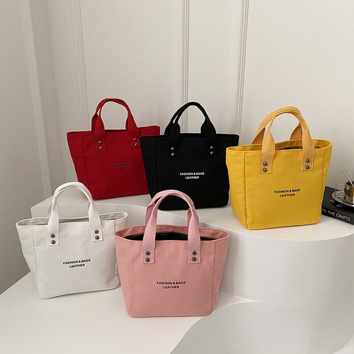 帆布简约字母大容量印花手提包