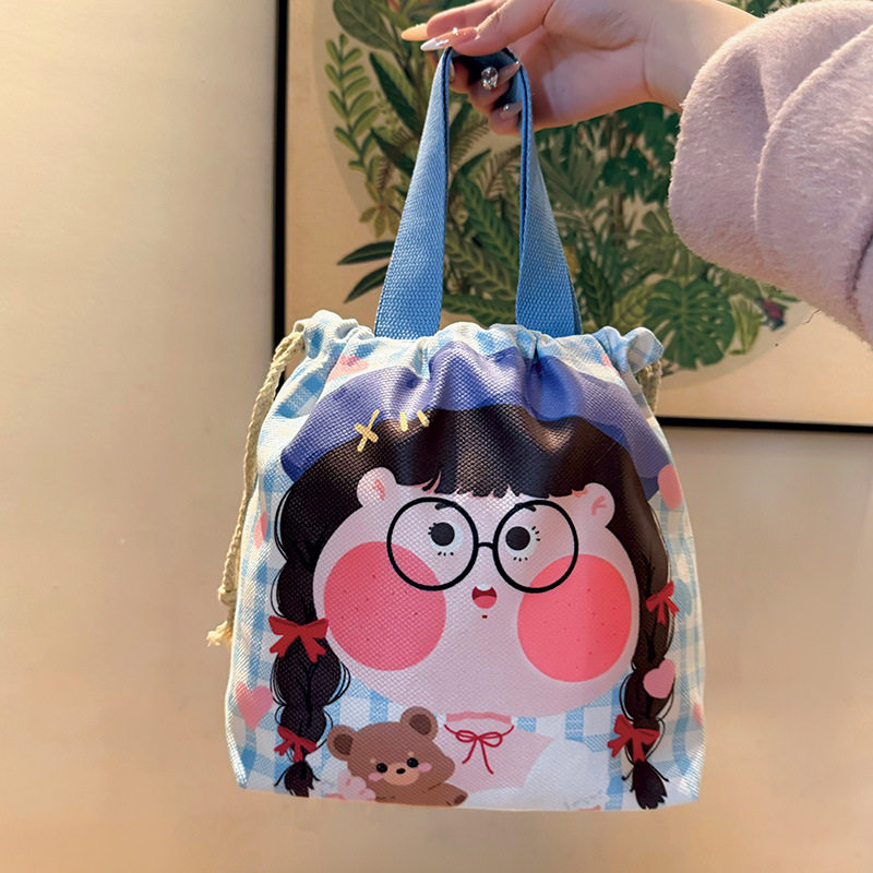 教师节束口袋可爱抽绳束口饭盒包收纳袋大容量化妆包便携帆布袋