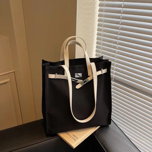 欧美时尚帆布包大容量手提凯莉包包2025新款高级感百搭通勤单肩包