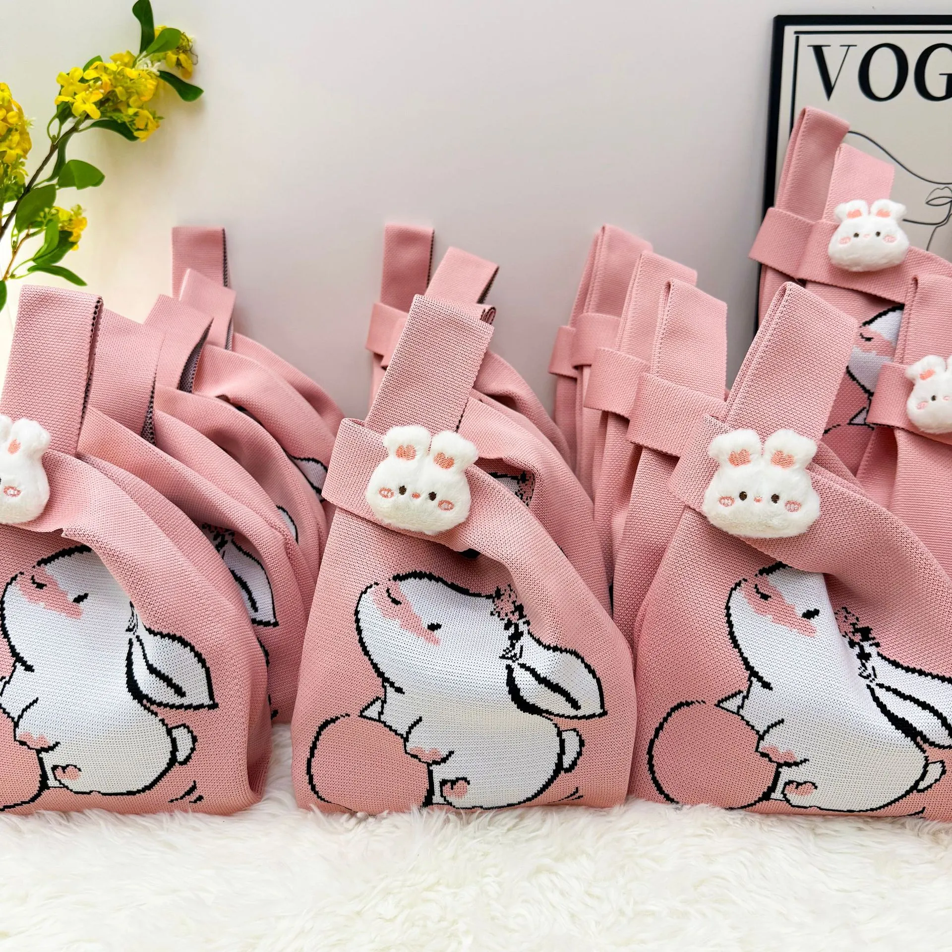 教师节手提糖果袋兔子针织礼品袋