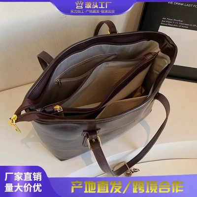 2025新热销托特包女士上班通勤大容量包单肩洋气手提简约硬挺立体