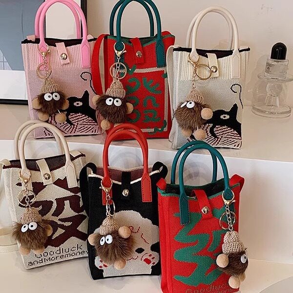 针织斜挎实用单肩零钱包手机包