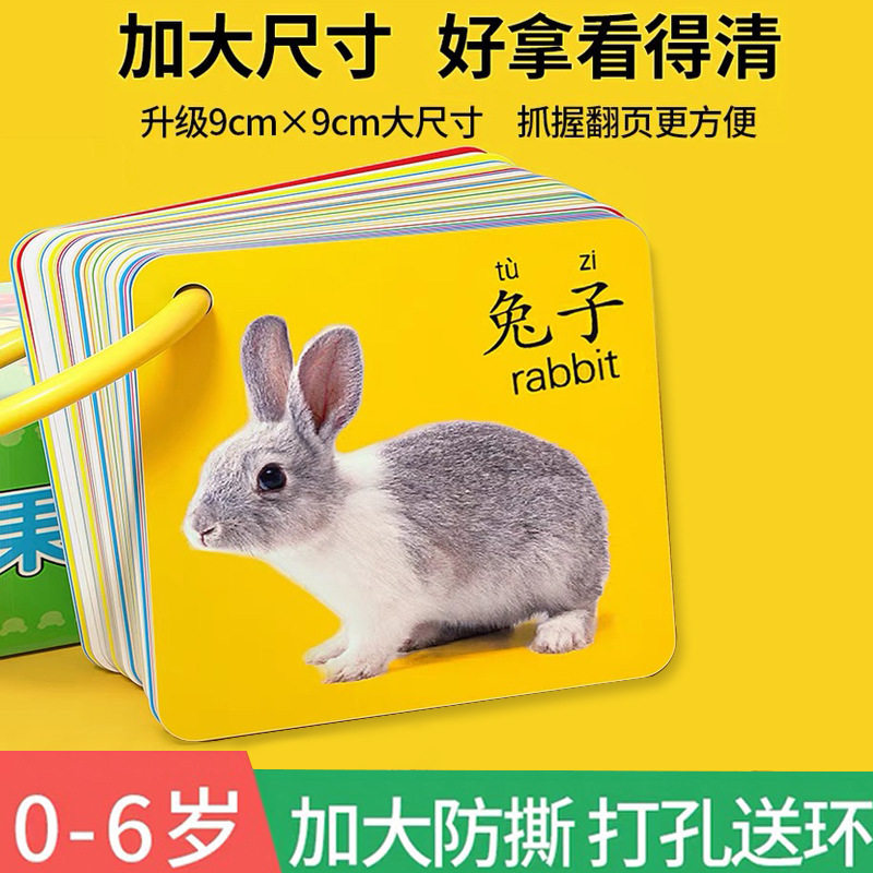 速发动物卡片认智启蒙书婴字识字书幼儿认儿看图识物宝宝益知玩具