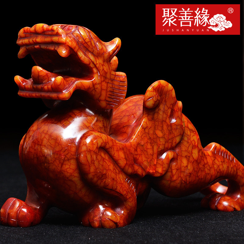 速发貔貅摆件大号雌雄一对岫玉石雕刻 招财家居饰品工艺礼品摆饰