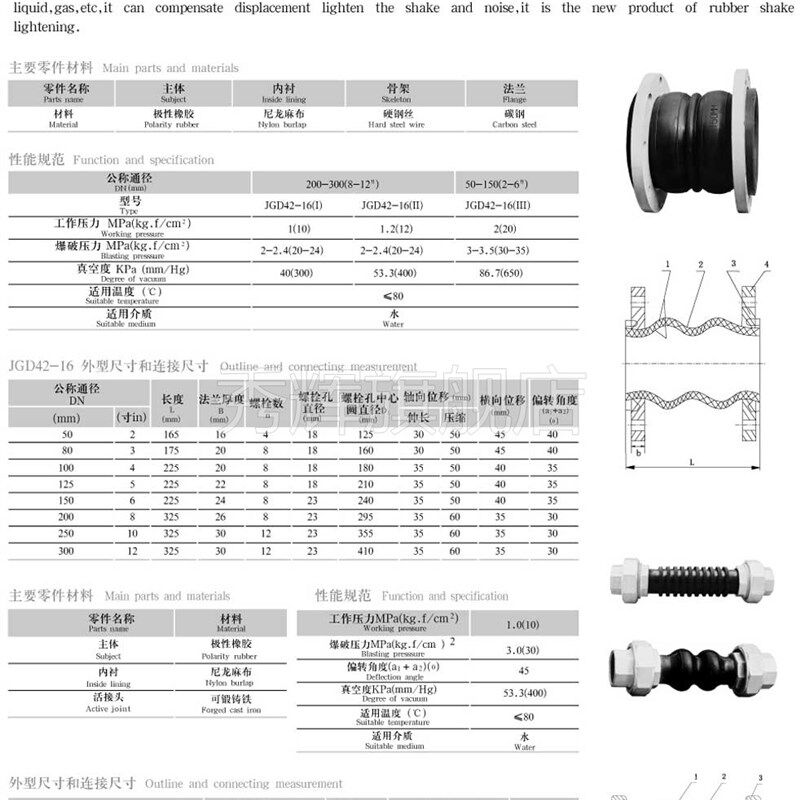 速发新品T可接曲挠双球橡胶双接头 法兰软球软b头双球蓬胀节特殊