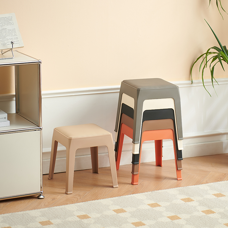 速发鞋童板儿矮凳客厅小凳子家用塑料可叠放换凳大人方凳加厚软包