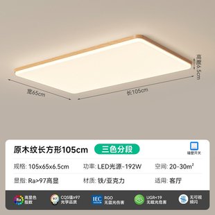 客厅灯现代简约原木吸顶灯家用大气卧室灯北欧长方形极简书房间灯