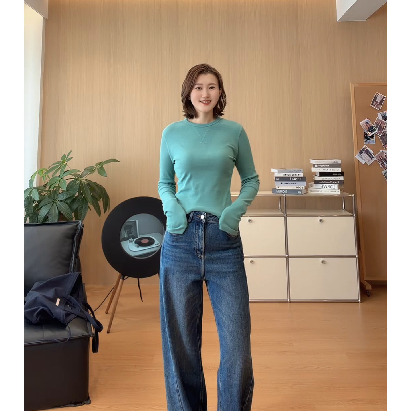 AJDE｜显瘦螺纹字母印花长袖T恤图片