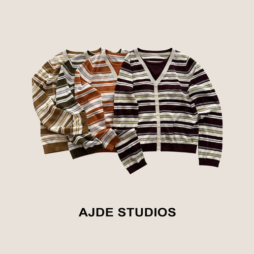 AJDE｜条纹假两件羊毛开衫