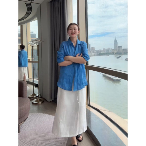 AJDE爱自然｜100亚麻极简万搭显瘦半身裙女夏薄款垂感松紧腰裙子