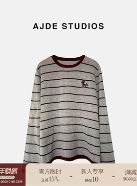 AJDE｜圆领拼色条纹毛衫01秋冬穿搭