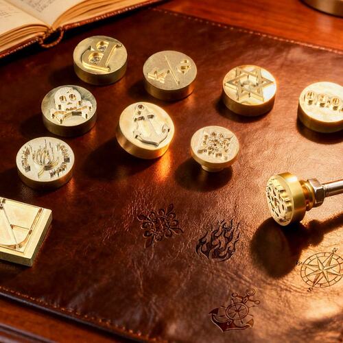 新品 定 制logo铜烙铁印章 压模印章 外开孔木头、皮革铜模烙印章