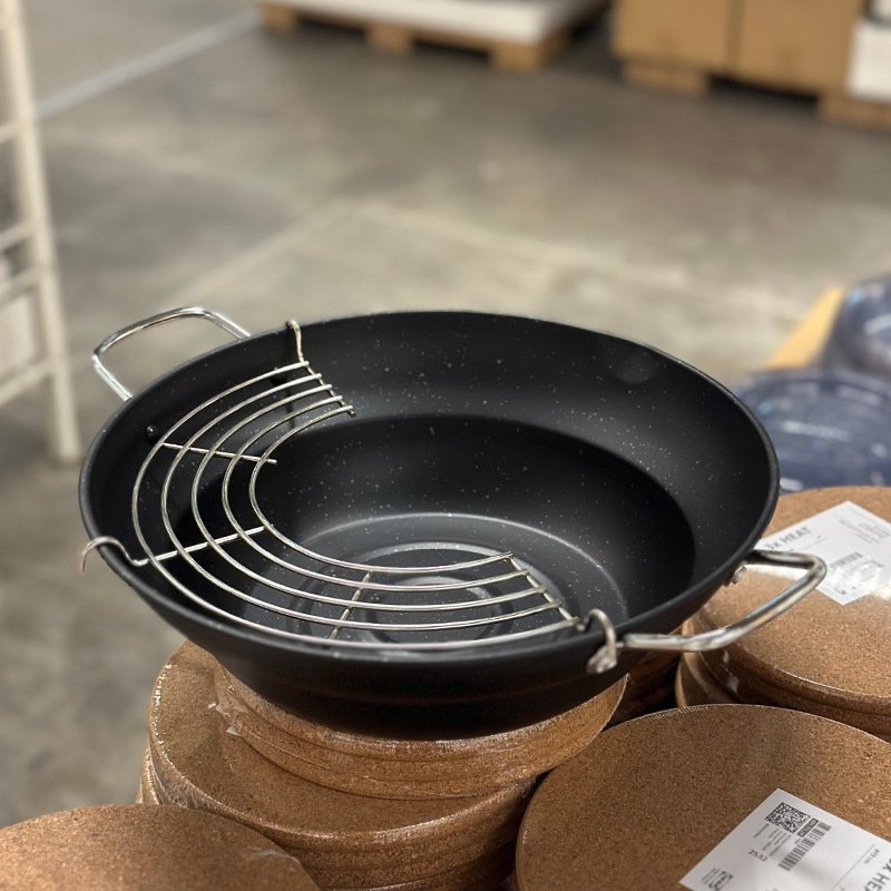 28cm大号油炸锅商用小吃店摆摊专用麦饭石不粘锅电磁炉燃气平底锅图片
