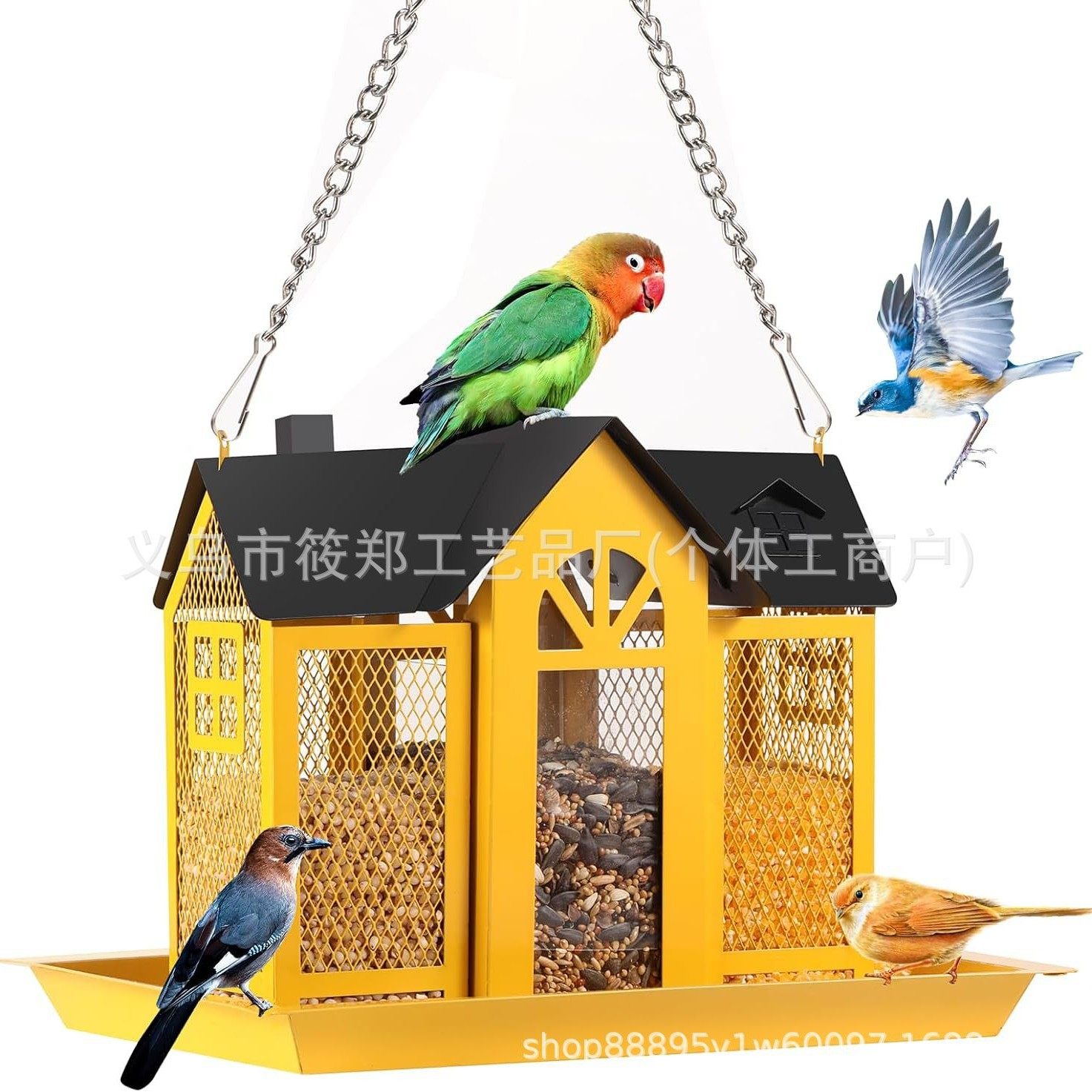 跨境工艺品铁艺悬挂喂鸟器户外装饰摆件简约金属庭院挂件工艺装饰,商业/办公家具,商业美陈,淘宝优惠券,粉丝福利购,淘宝优惠卷