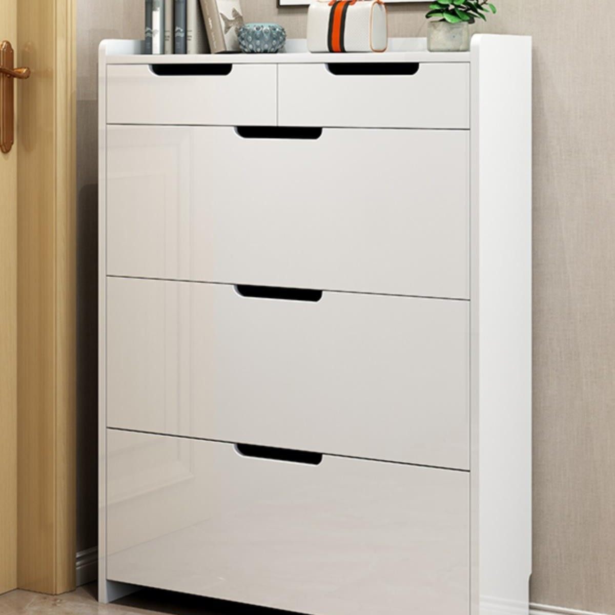 现代简约鞋柜家用门口超薄17cm翻斗鞋柜窄门厅柜白大容量收纳神器,住宅家具,鞋柜,淘宝优惠券,粉丝福利购,淘宝优惠卷