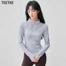 TEETKE运动长袖 半拉链瑜伽服T恤跑步骑行服健身上衣 女秋冬新款