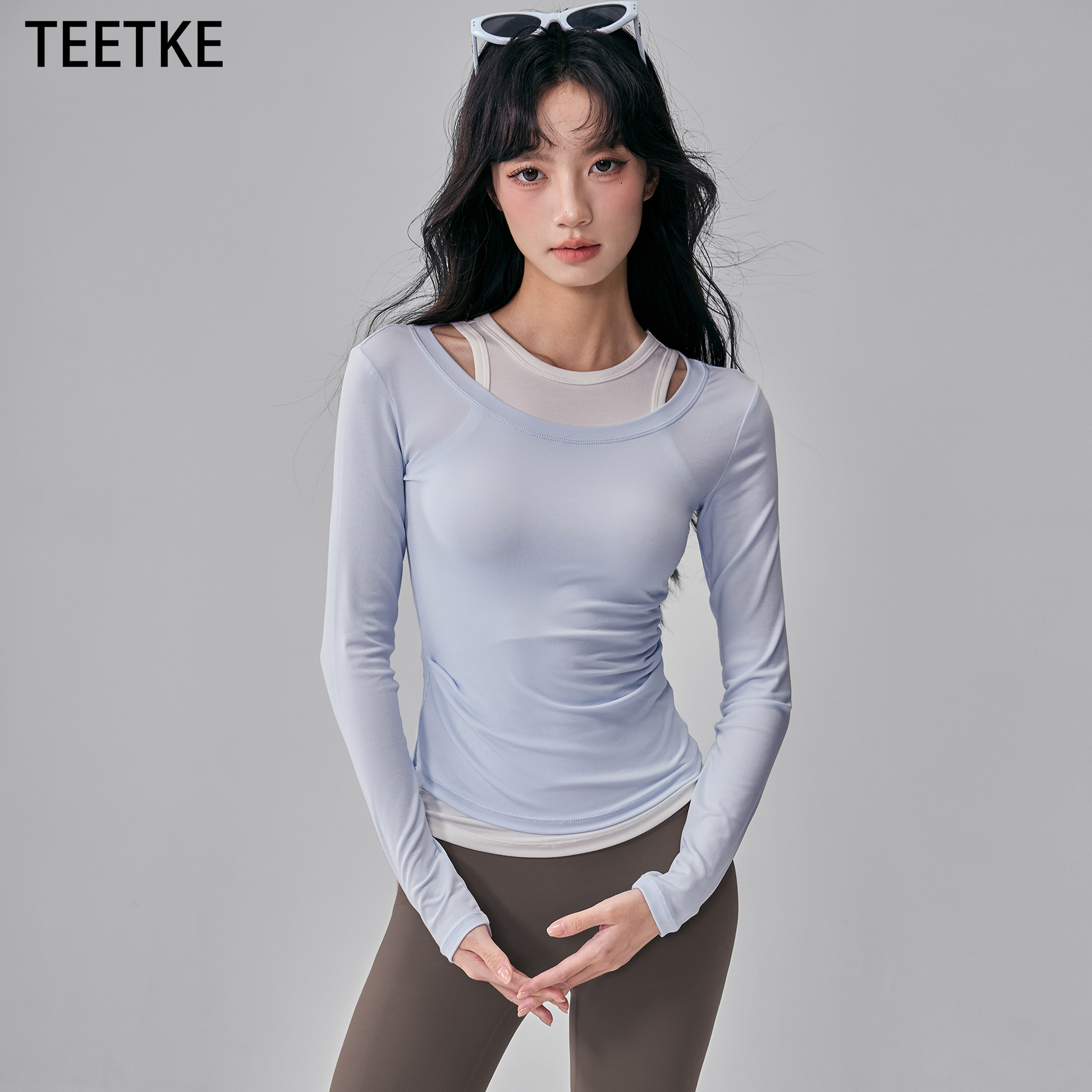 TEETKE运动长袖2025新款修身显瘦高级感瑜伽服上衣跑步训练健身衣,运动服/休闲服装,健身衣,淘宝优惠券,粉丝福利购,淘宝优惠卷