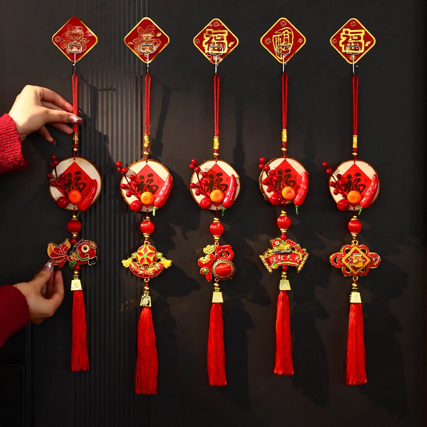 2026马年春节挂件过年客厅福字新年装饰品场景布置挂串中国结挂饰
