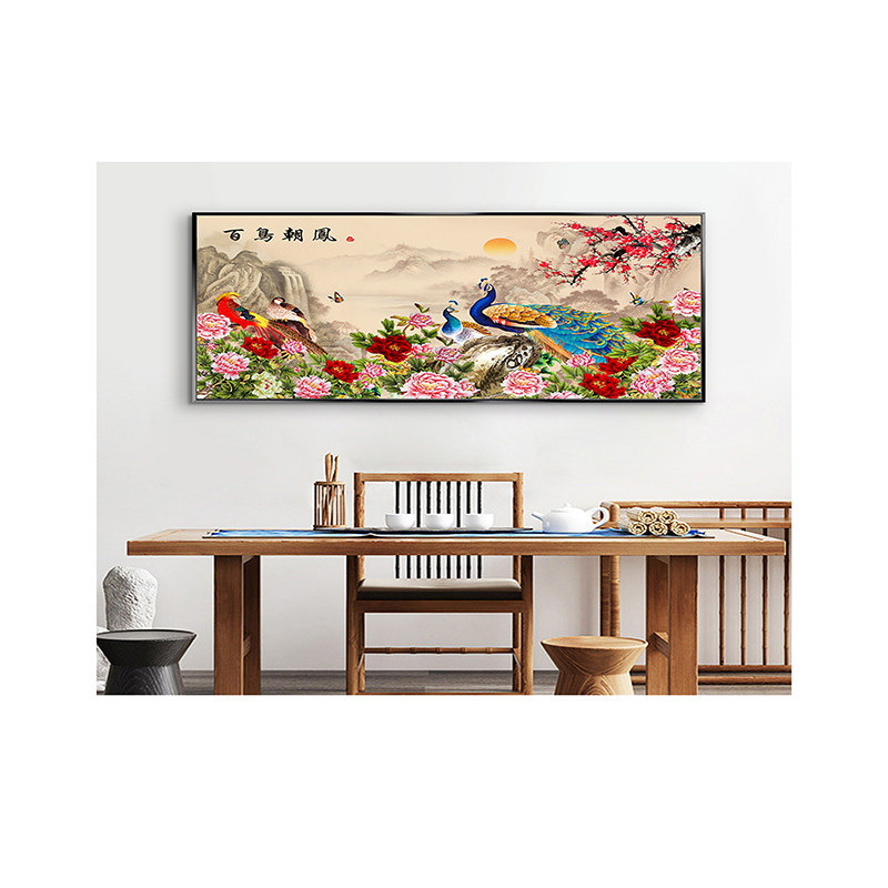 百鸟朝凤画芯客厅中堂挂画吉祥鸟百鸟归巢壁画凤凰画喷绘布画自贴