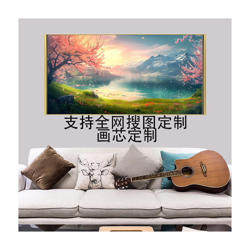 欧式风景田野湖泊花卉装饰画客厅沙发挂画餐厅会所酒店房间床头画图片