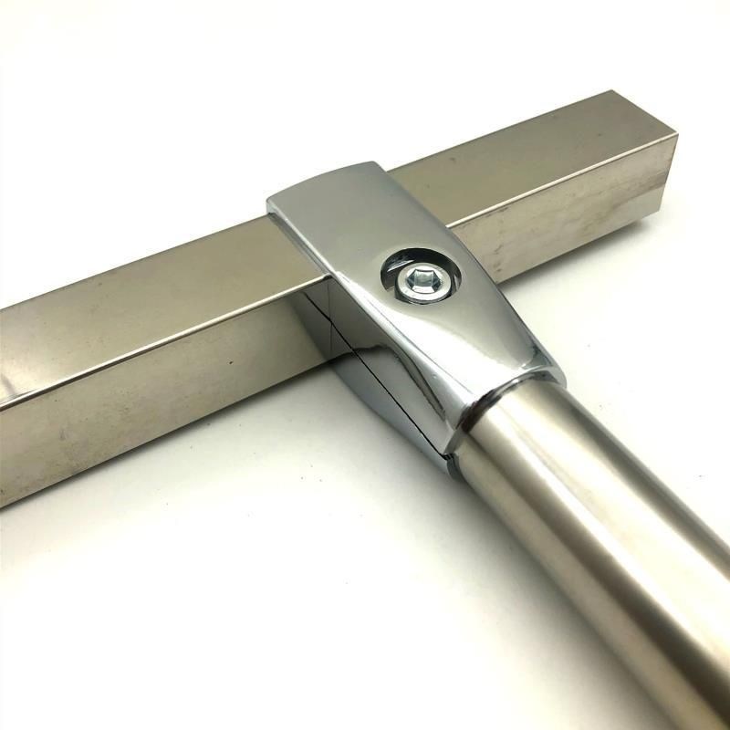 25mm圆管转25x25mm方管晾衣架配件两通圆不锈钢U管连接件货架配件