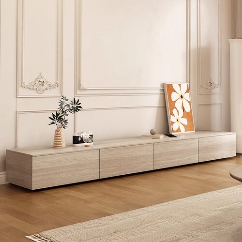 侘寂风洞石岩板落地茶几家用客厅