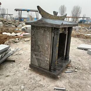 石雕土地公小庙土地公婆纯天然寺院供奉神庙青石花岗岩土地庙户外