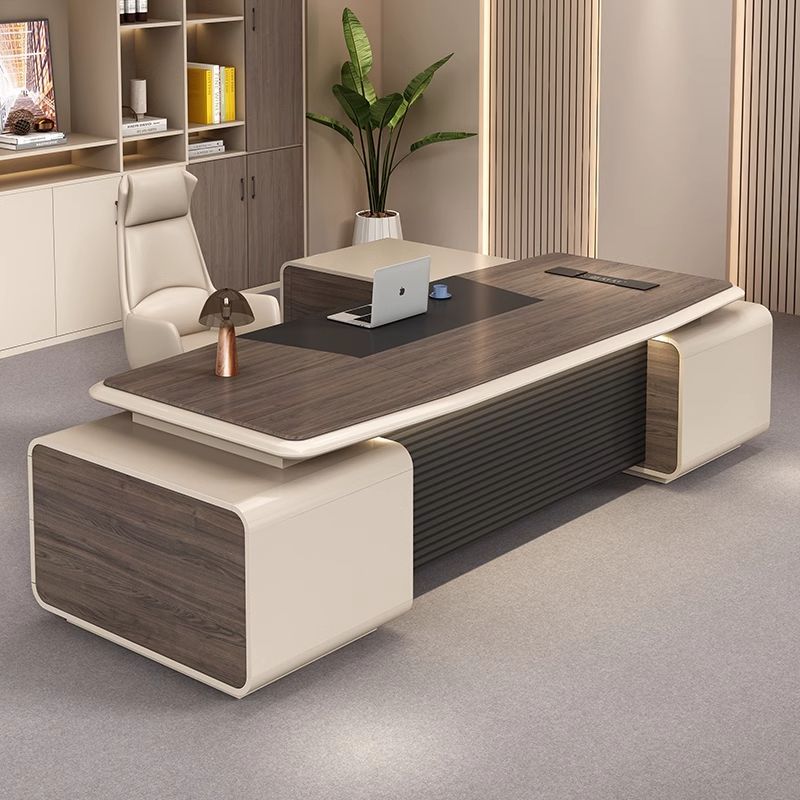 木纹老板办公桌现代总裁桌领导桌椅组合办公家具经理班台