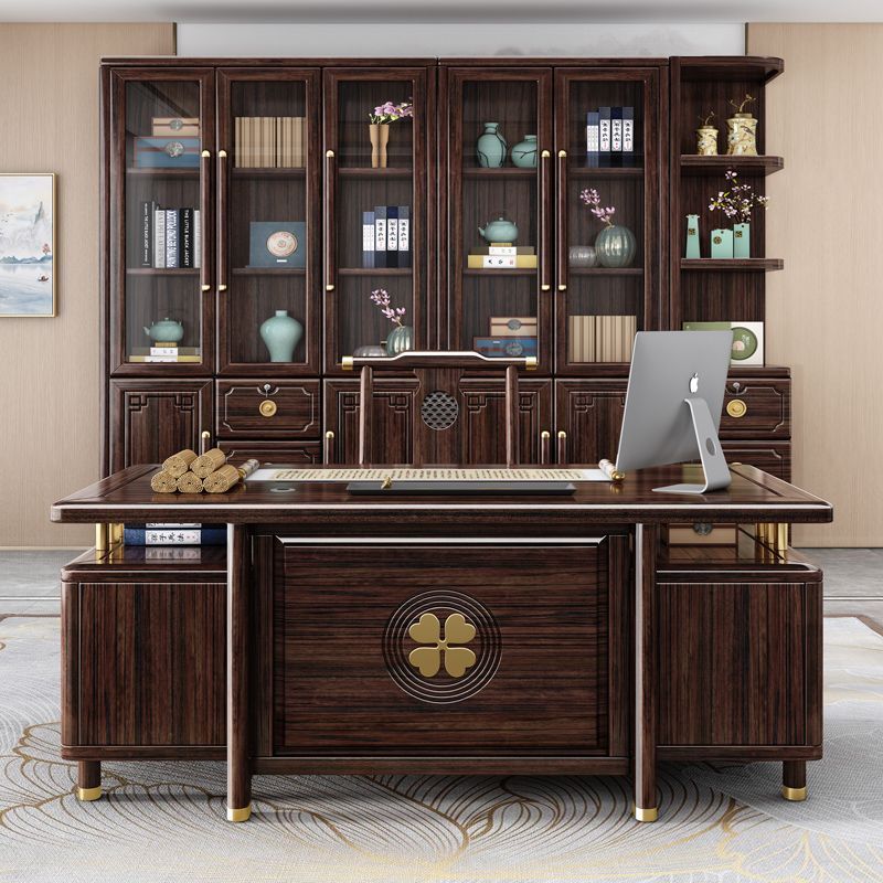 新中式书桌紫檀实木桌仿古办公桌高档单人老板书桌组合豪华电脑桌