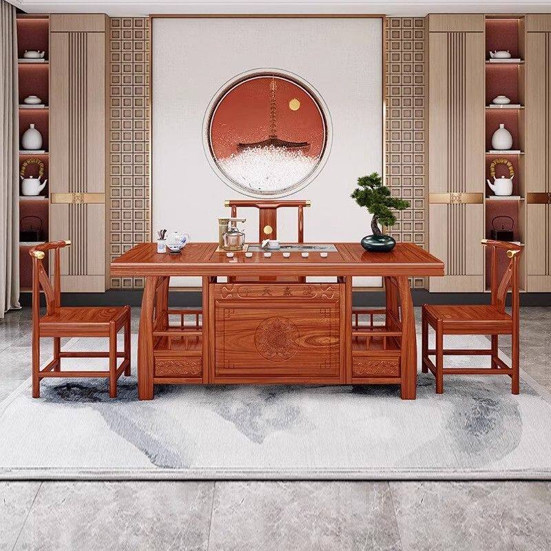 花梨木茶桌2025新款高端新中式办公桌一体泡茶台家用茶几茶具套装