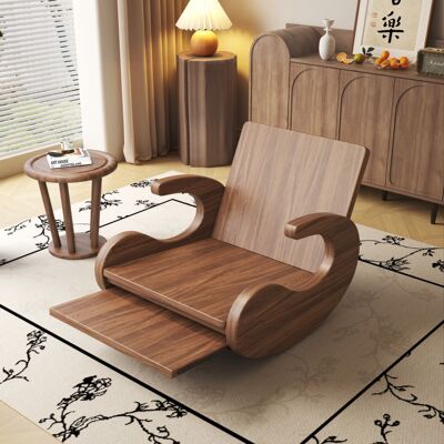 中式实木摇椅单人摇摇椅阳台卧室脚踏休闲躺椅家用拆洗懒人沙发