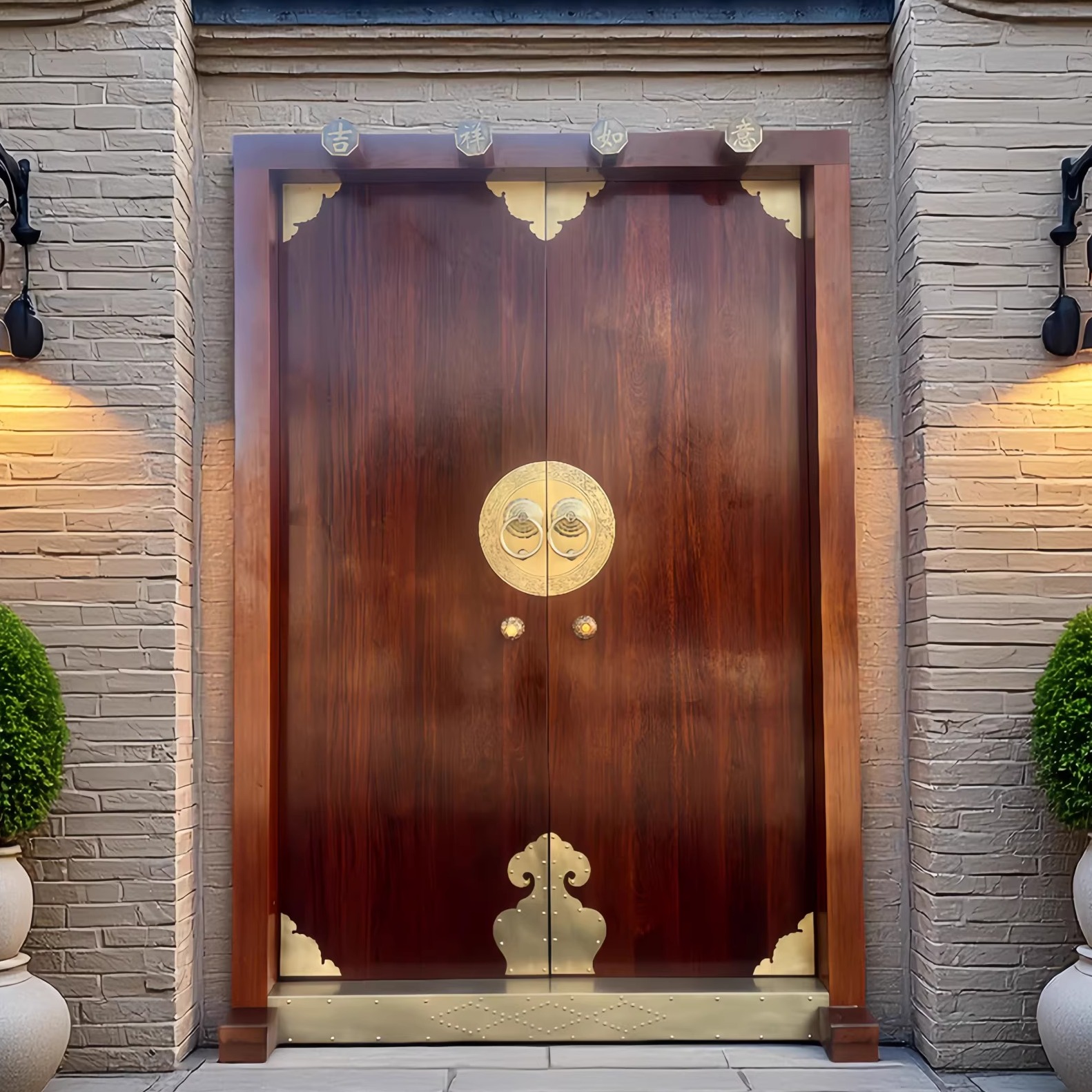 中式菠萝格实木大门自建房别墅庭院大门入户双开木门复古祠堂大门