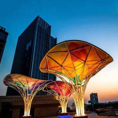 张彩色1ETFE拉结膜 景区遮阳棚膜 结构景观张拉膜 公园遮阳棚膜构