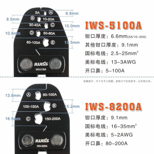 IWISS铜开口鼻OT线鼻子U型裸端子夹...