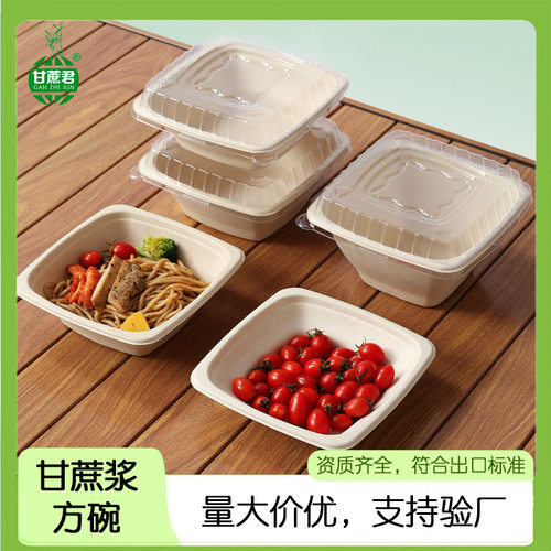 纸浆餐盒一次性打包盒轻食外卖沙