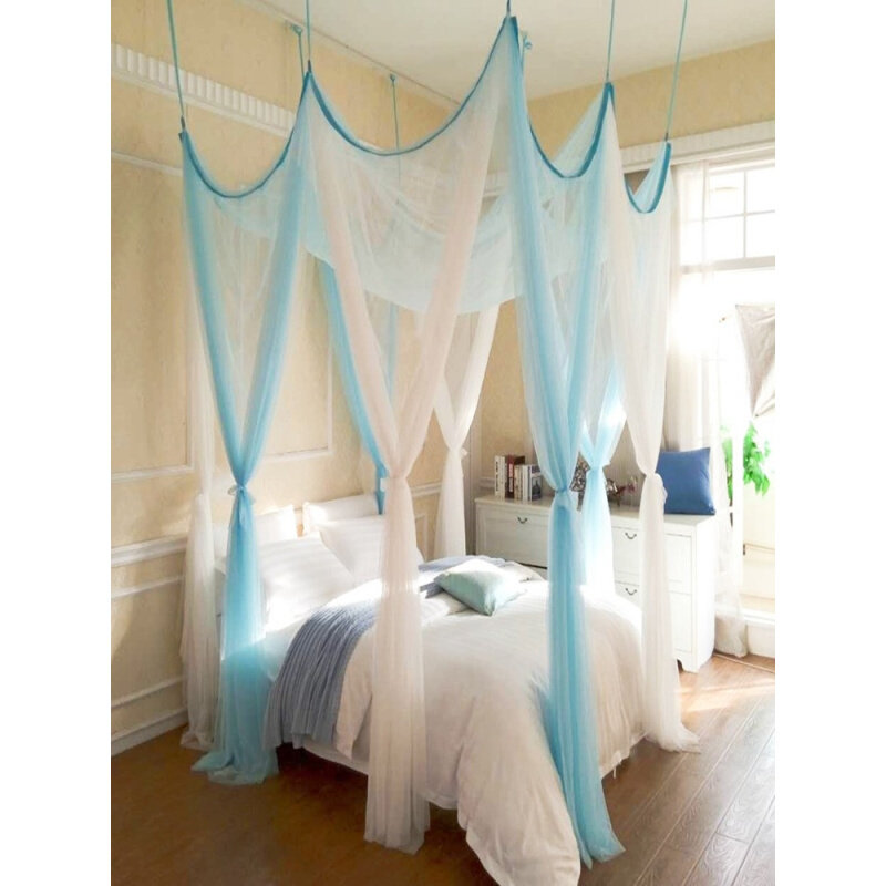 金卧四季可用宫廷蚊帐落地加密现代家居装饰双色免安装蚊帐公主风